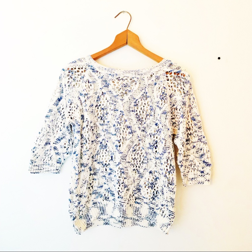 Anthro Pink Martini Speckled Short Sleeve Sweater
